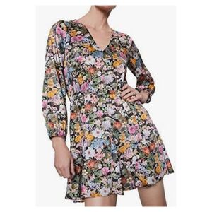 Zara Floral V-Neck Mini Dress